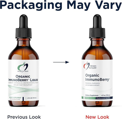 Designs for Health Elderberry Syrup with Wild Cherry Bark - Organic ImmunoBerry Liquid - Astragalus, Shiitake + Maitake Mushroom - Immune Support Supplement for Adults + Kids (118 Servings / 4oz)