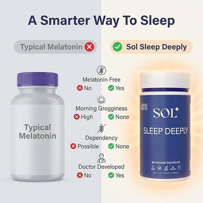 Sleep Aid Without Melatonin for Adults - 60 Capsules - Herbal, Vegan & Gluten Free Sleep Supplement Aid - Pastillas para dormir - Sleep Deeply Made in the USA