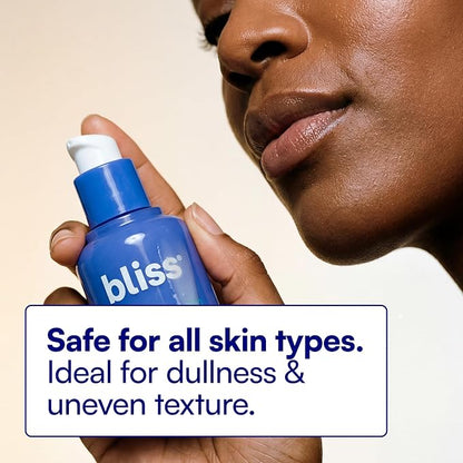 Bliss Renew & Smooth Night Serum – Glycolic Acid + Polyhydroxy Acid Exfoliating Serum – Resurfaces Skin, Smooths Texture & Brightens Tone Overnight – 1 Fl Oz