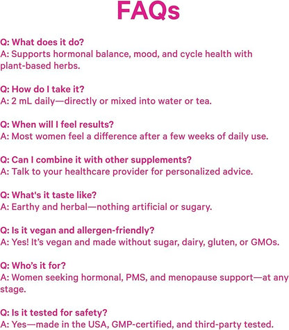 Pink Stork Hormone Balance Drops for Women - Supports Hormonal Health, PMS, Perimenopause & Mood, with Red Raspberry Leaf & Wild Yam - Liquid Supplement - Vegan, 2oz, 30 Servings