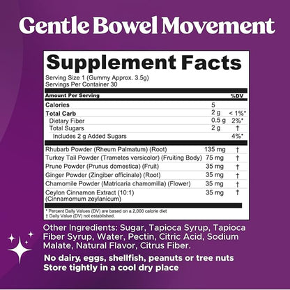 Fungiments Super Prune Kids – Constipation Relief & Digestive Support, Turkey Tail Mushrooms, Prebiotic Fiber, Rhubarb, Ginger & Chamomile – Gut Health, Debloating & Regularity (30 Gummies (Kids))