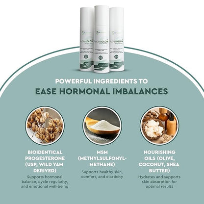 JJ Smith ProGestGlow- Natural Progesterone Cream for Women- Wild Yam Cream for Hormone Balance, PMS & Menopause Symptom Relief, Estrogen Dominance Support, Fertility, Skin & Weight Control (3oz)