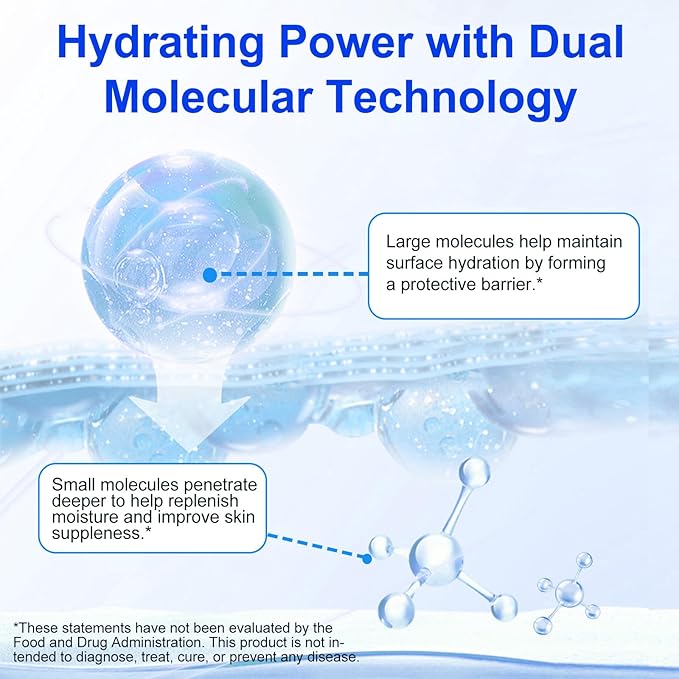 2x Hyaluronic Acid Powder for Skin & Face, High Molecular Weight Hyaluronic Acid Serum Powder Pure, 24Hours Skin Hydration and Moisture Support Supplements | Vegan-friendly, 200g