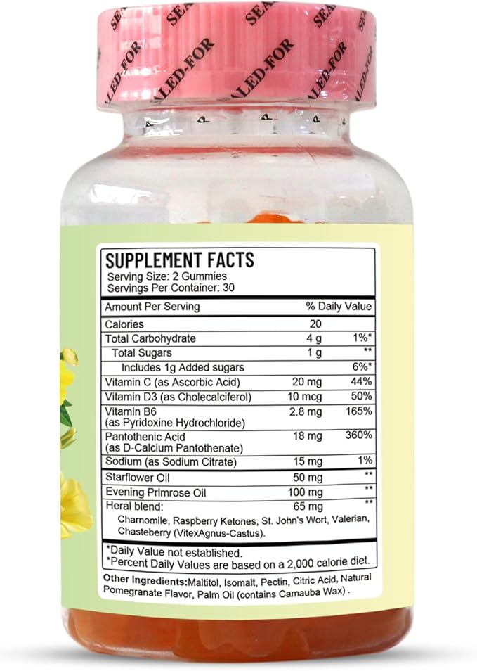 Evening Primrose Oil Gummies, Superior Women's Multi, Support PMS Balances Hormones & Keep Skin Smooth, 60 Count