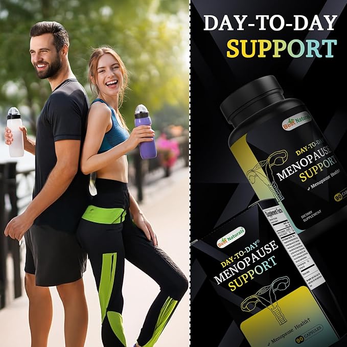 Best Naturals Day-to-Day Menopause Supplements for Women with Ashwagandha, Dong Quai, Chastberry, Kelp, Red Raspberry, Black Cohosh & BioPerine 90 Veg Capsules