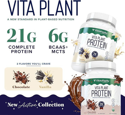 Organic Plant Based Protein for Women Complete Vegan Protein Powder with BCAAs & MCTs Plant-Based 21g, Dairy-Free, Gluten-Free, No Added Sugar, Supports Muscle Recovery (Vanilla Flavored, 30 Servings)