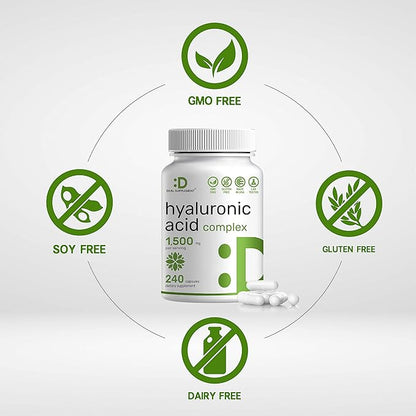 DEAL SUPPLEMENT Hyaluronic Acid Complex 1,500mg – 240 Capsules, with MSM & Vitamin C