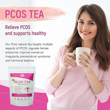 Laicuherb Organic PCOS Herbal Tea for Hormone & Menstrual Balance, PCOS Spearmint Tea Supports Women Fertility Health, Natural PCOS Tea with Nettle Leaf & Lemongrass, Pack of 5