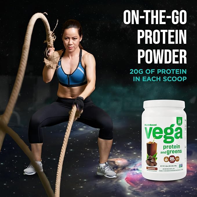 Vega Protein and Greens Protein Powder Chocolate (19 Servings) - 20g Plant Based Protein Plus Veggies, Vegan, Non GMO, Pea Protein for Women and Men, 1.4lb (Packaging May Vary) (Pack of 1)
