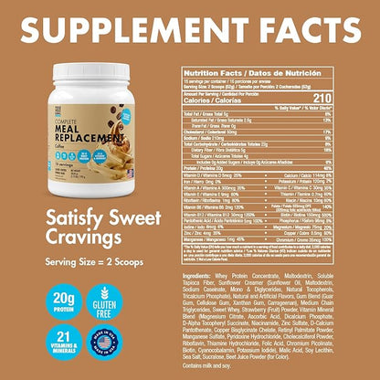 Yes You Can! Meal Replacement Shake - 20G Protein, 4G Fiber, 21 Vitamins & Minerals, 0G Added Sugar - Meal Replacement Protein Powder - Complete All-in-One Nutrition - 15 Servings (Coffee)