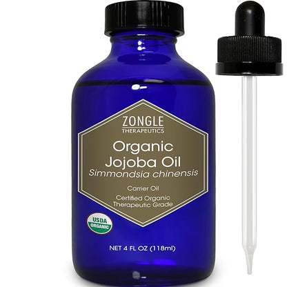 Organic, Jojoba Oil, for Skin, Hair, Face, Nails – 100% Pure, Jojoba Oil, Cold Pressed, Unrefined, by Zongle Therapeutics, 4 OZ