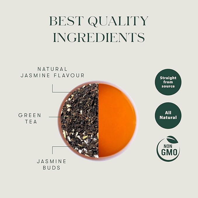 Luxmi Estates Midnight Bloom Jasmine Darjeeling Green Tea | 50 Biodegradable Teabags (50 cups)