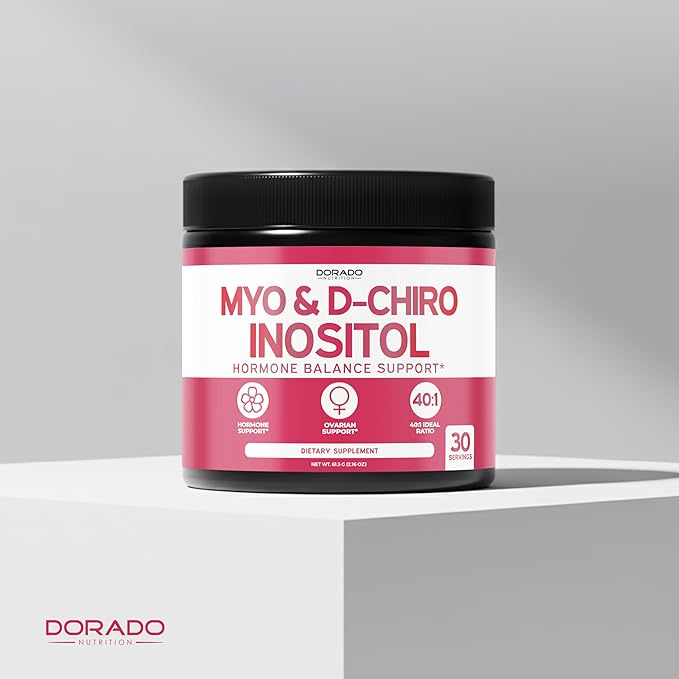 Myo-Inositol & D-Chiro Inositol Supplement Powder (2050mg Per Serving Ideal 40:1 Ratio Myo Inositol,30 Day Supply) For Hormone Balance for Women & Ovarian Health - Third Party Tested, Vegan & USA Made