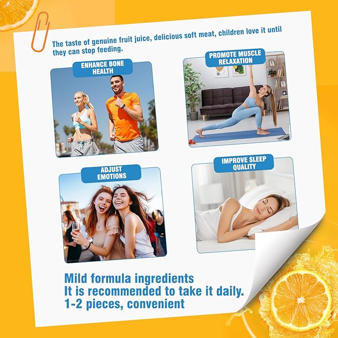 Vitamin D3 K2 Gummies,Vitamin D3 10000 IU with K2 200mcg,VitaminC,Calcium,Magnesium,Zinc,Support for Bones,Joints,Muscles,Nerves,and Immune System (60,Orange,Sugar-Free)