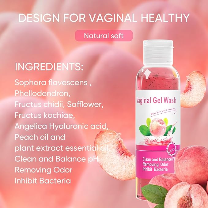 Feminine Wash & Yoni Soap Bar & Yoni Oil for Women pH Balance, Yoni Wash for Moisturizing Remove Odor, 5.07 Fl.Oz Ph Wash 1 Fl.Oz Organic Feminine Oil & 3.53oz Yoni Bar (Peach)
