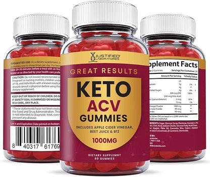 Great Results Keto ACV Gummies Advanced Formula 1000MG Great Results Keto Gummies Apple Cider Vinegar Formulated with Pomegranate Beet Juice Powder B12 Vegan Non GMO 60 Gummys