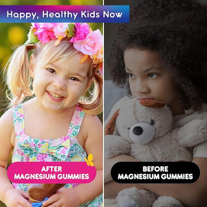 Magnesium Gummies for Kids - Magnesium Glycinate Gummies with L-Theanine, Chamomile, Vitamin B6, D for Kids & Adults Sleep, Stress, Muscle Relief & Nerve Bone - Sugar Free Strawberry 60ct