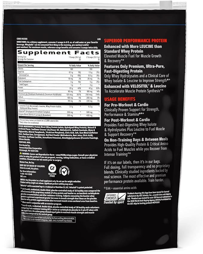 GNC AMP Wheybolic Clinically Proven Protein Powder, 40g Whey Protein, BCAA, Leucine, Increases Muscle Strength, Muscle Building, 3rd Party Tested, Gluten Free, Strawberries and Cream, 10 Servings