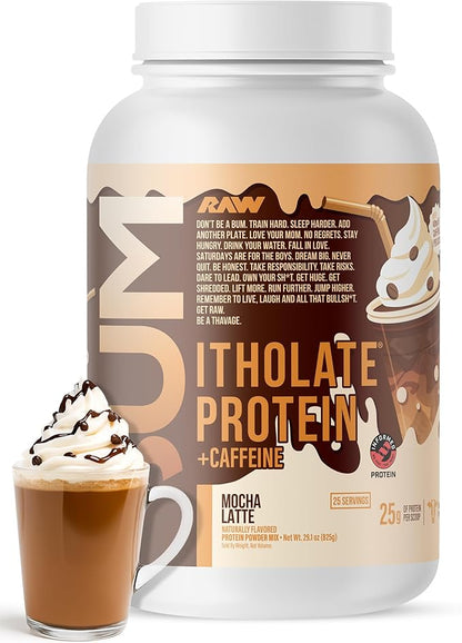 RAW Whey Isolate Protein Powder, Mocha Latte (CBUM Itholate Protein) - 100% Grass-Fed Sports Nutrition for Muscle Growth & Recovery - Low-Fat, Low Carb, Naturally Flavored - 25 Servings