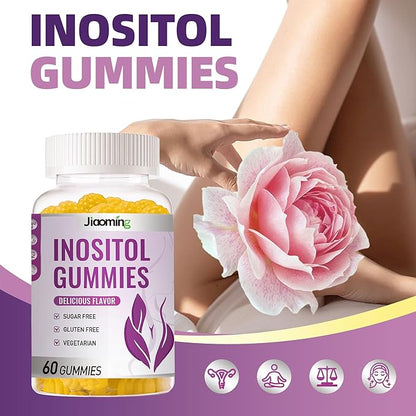 Myo-Inositol & D-Chiro Inositol Gummies for Female，PCOS Gummy for Women Menstrual Cycle Health & Wellness, 40:1 Ratio Inositol with Vitamin D3 Magnesium Glycinate, Folate & Zinc
