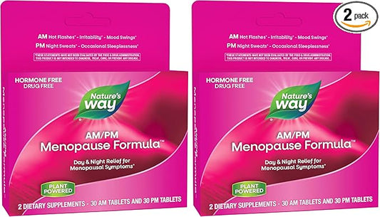 Enzymatic Therapy AM/PM Menopause Hormone-Free Formula Daytime Energy & Restful Sleep,60 Count (Pack of 2)