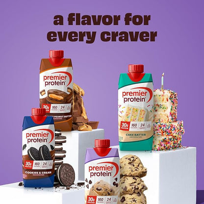 Premier Protein Shake, Cookie Dough, 30g Protein, No Added Sugar, 24 Vitamins & Minerals to Support Immune Health, 11 fl oz, 4 Pack