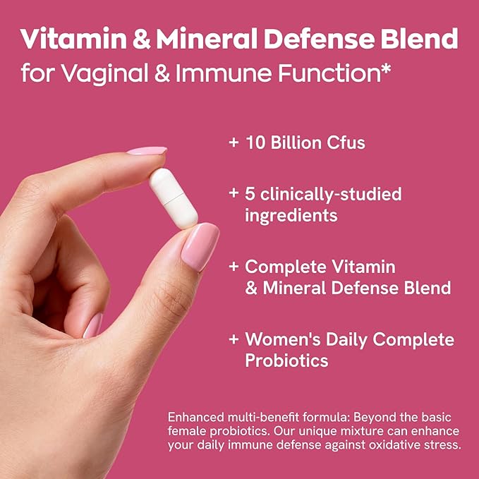 Gynable Vaginal Probiotics for Women Odor & Itch Support, Urinary | pH Balance, Female Probiotics 10 Billion CFU Lactobacillus Probiotics Blend,Selenium-Vitamin C/E/D3 Promote Immune Health, 30 Count