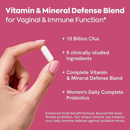 Gynable Vaginal Probiotics for Women Odor & Itch Support, Urinary | pH Balance, Female Probiotics 10 Billion CFU Lactobacillus Probiotics Blend,Selenium-Vitamin C/E/D3 Promote Immune Health, 30 Count