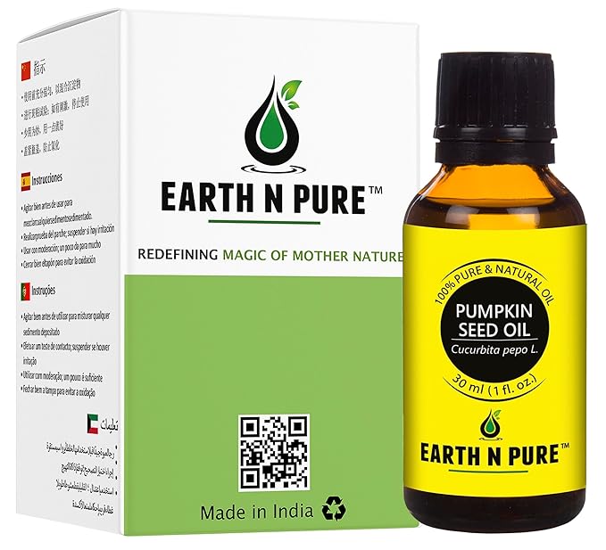 Earth N Pure Pumpkin Seed Oil (Kaddu Oil) Cold Pressed, Natural and Therapeutic Grade - 30 ml