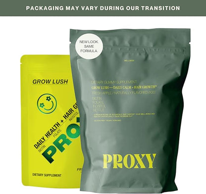 PROXY Hair Growth Gummies | Biotin, Folate, Inositol & Nettle | Hair, Skin & Nails Vitamins for Stronger, Thicker Hair | Vegan Hair Growth Supplement for Men & Women | Green Apple, 30 Count