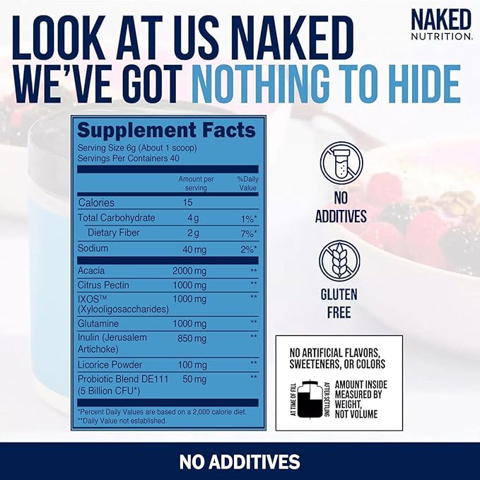 NAKED Gut - Daily Gut Health Supplement - Natural Gut Health Powder for Gut Cleanse, Digestive Support, GMO-Free, Soy-Free, Gluten-Free, Vegan and Hypoallergenic, 40 Servings (Pack of 2)