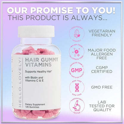 Hair Vitamins Gummies for Hair Growth - Best Multivitamin Supplement for Hair, Skin & Nails with 5000 mcg Biotin per Serving - Supports Thicker, Stronger Hair Women & Men - Berry Flavor - 120 Gummies