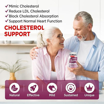 Hollgend Red Yeast Rice with Coq10 Gummies Sugar Free, Organic Red Yeast Rice 2400mg for Cholesterol Lowering Supplements, Enhanced with Coenzyme Q10 200mg for Heart Health Support, 60 Chewables