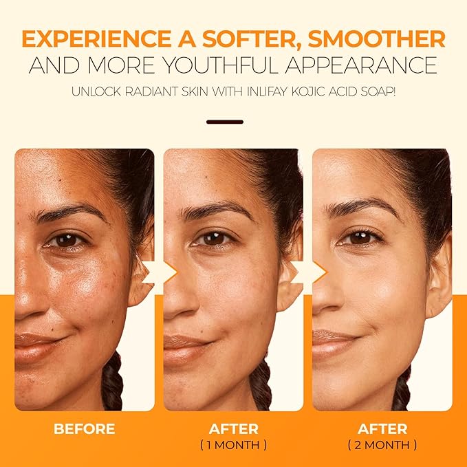 Inlifay Turmeric Kojic Acid Soap: Dark Spot Soap for Face Body - Home Travel Use Skin Cleansing for Women (80g)