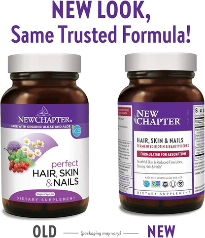 New Chapter Hair Skin & Nails Vitamins with Fermented Biotin+astaxanthin Vegetarian Capsule, 30 Count (Pack of 1)