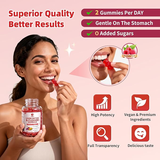 2 Pack Lukaree Liver Cleanse Detox & Repair Gummies | Sugar-Free Milk Thistle Supplement w/Artichok & L-Glutathione - Ultra-Concentrated Herbal Liver Support for Men & Women -Vegan,60 Count