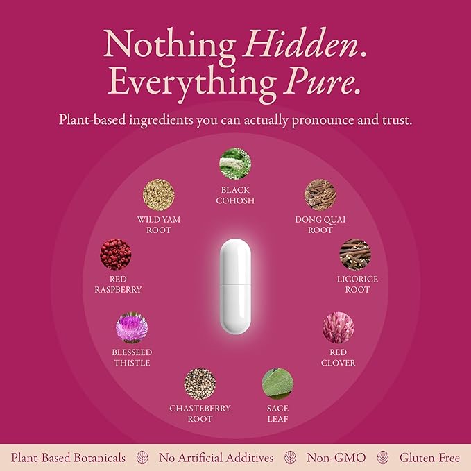 Menopause Supplements For Women | Natural Menopause Relief & Hot Flash Relief | Perimenopause Vitamins | Hormone-Free, Night Sweats & Sleep Support | Wellfern