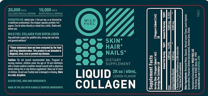 Liquid Collagen Peptides with Biotin Drops - 30,000mcg Biotin and Collagen Liquid for Women and Men - Youthful Skin, Hair Growth, Strong Nails - Hair Vitamins for Hair Loss - Lemon Flavor - 2x2oz