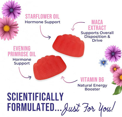 Menopause Supplement for Women - Complete Multi-Benefit Menopause Relief Gummy for Mild Hot Flashes & Night Sweats, Natural Balance & Energy Support, Menopausal Vitamins, Gluten Free - 60 Gummies