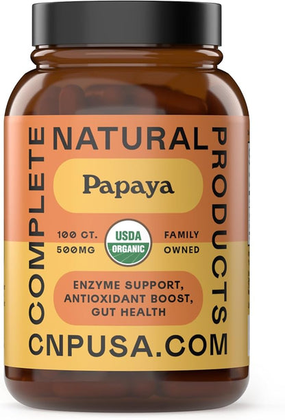 Papaya Enzyme Capsules 500mg - Organic Enzymes for Digestion with Papain, Gut Cleanse Support from Seeds, Vegan Non GMO Herbal Supplement Made USA, Fast Absorbing Digestive Support Formula Capsules