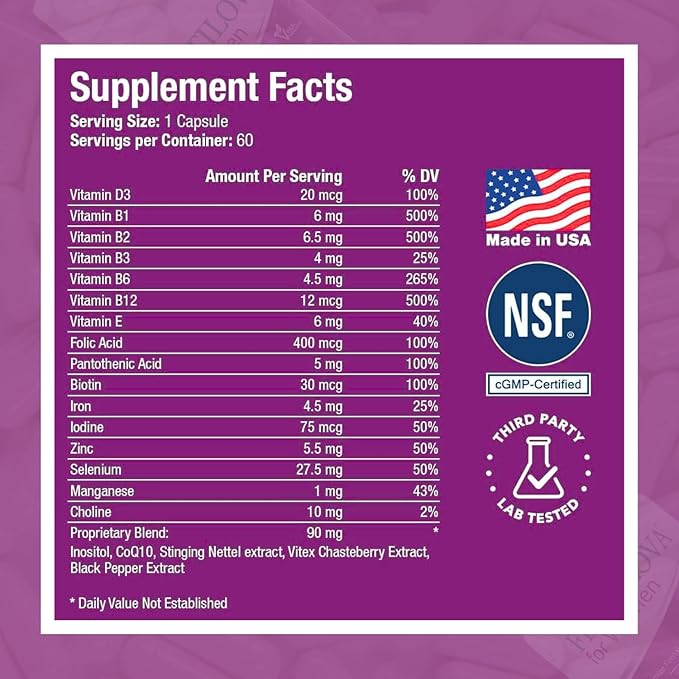 Vision Nutra Fertility Support Supplement for Women | for Hormonal Balance & May Support Menstrual Regularity | Fertilova 60 Vegan Capsules - 2 Month Supply