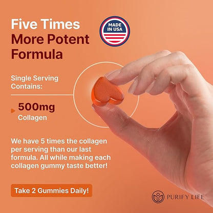 Sugar-Free Marine Collagen Gummies (90 Collagen Chews) Potent 500mg Collagen Gummy for Hair Growth, Healthier Skin & Nails, Pore Reducer & Elasticity Hydrolyzed, Gluten Free, Boosted w Shuddha Gugulu