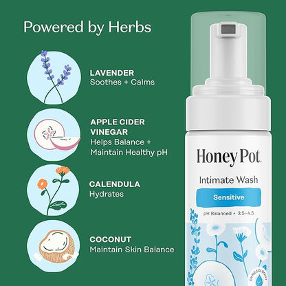 The Honey Pot Company - Sensitive Feminine Wash - Herbal Infused - PH Balanced Plant Based Natural Hygiene Products - 5.51 Fluid Oz (Pack 3)