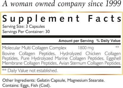 Cocó March N.M.D. Molecular Multi-Collagen - Types I, II, III, V & X – Hair, Skin, Nails & Joint Support for Women & Men – Low Molecular Weight Collagen, Gluten Free, Dairy Free, Soy Free, 90 Capsules