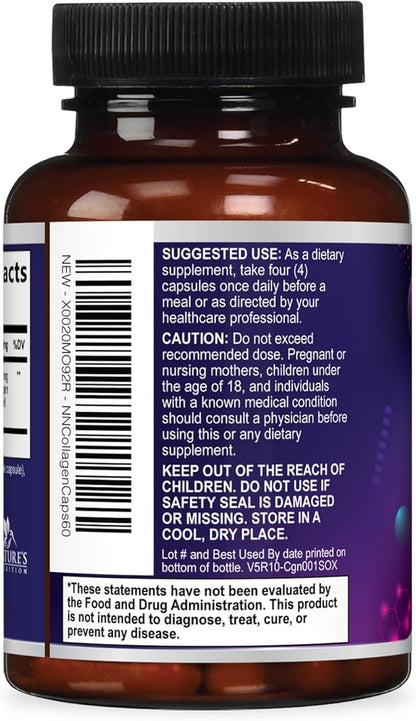 Multi Collagen Pills 2400 mg Per Serving - Advanced Types I, II, III, V, X - Hydrolyzed Multi Collagen Peptides Pills Supplement for Women & Men - Hair, Skin, & Nail Support Supplements - 60 Capsules