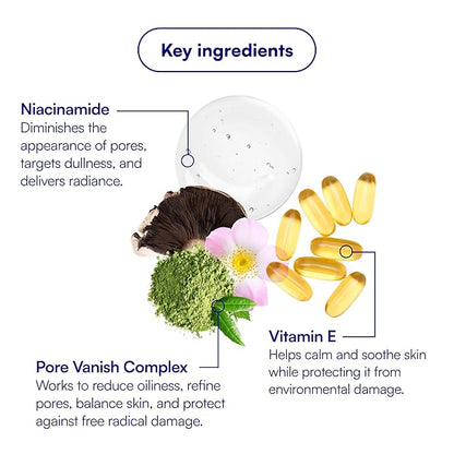 Bliss Disappearing Act Pore-Minimizing Serum – Niacinamide + Pore Vanish Complex with Green Tea – Refines Pores, Controls Oil & Targets Dark Spots for Smooth Glass Skin – 1 Fl Oz