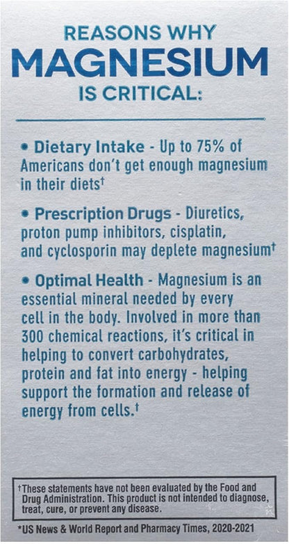 Mag-Ox 400 Magnesium Supplement, Pharmaceutical Grade Magnesium Oxide with 482 mg Per Dose, 120 Tablets, Pack of 2