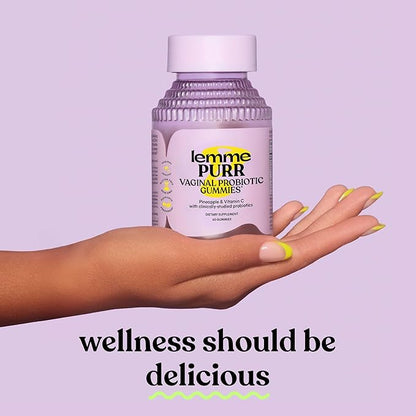 Lemme Purr Vaginal Probiotic Gummies for Women - Balanced pH, Healthy Odor, Yeast Balance & Flora Support + Vitamin C for Immune Health - Tasty Pineapple (60 Count) (Pack of 2)