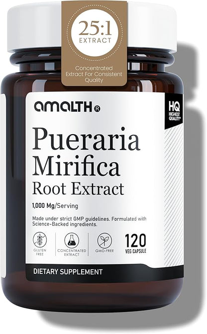 AMALTH Pueraria Mirifica Capsules 1000 mg 120 Capsules Estrogen Supplement for Women, Men and Transgender, Menopause Relief, Female Wellness Support Pills