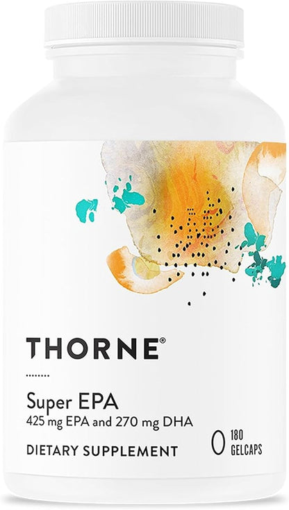 THORNE - Super EPA - Omega-3 Fish Oil Supplement with EPA & DHA from Sustainably Sourced Fish - Supports Brain, Skin, Joint & Heart Health* - Third-Party Certified - Gluten & Dairy-Free - 180 Softgels
